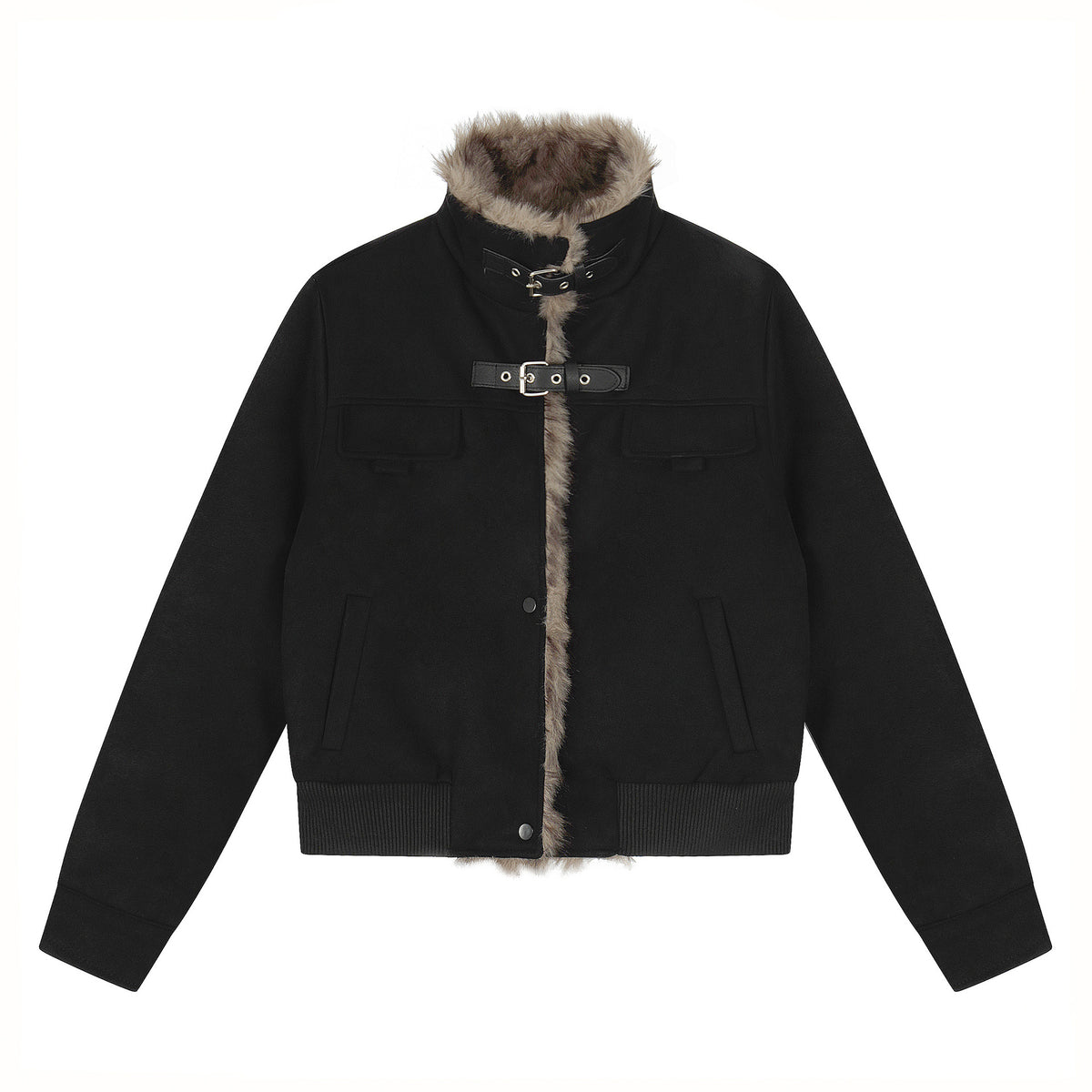 Quilted Stand-Collar Zip-Up Jacket
