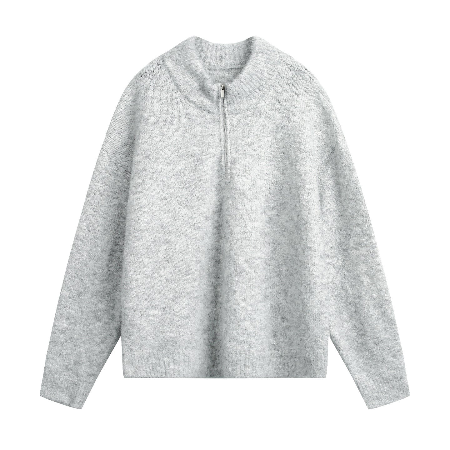 Image of Sudadera de corte relajado con cuello alto y media cremallera