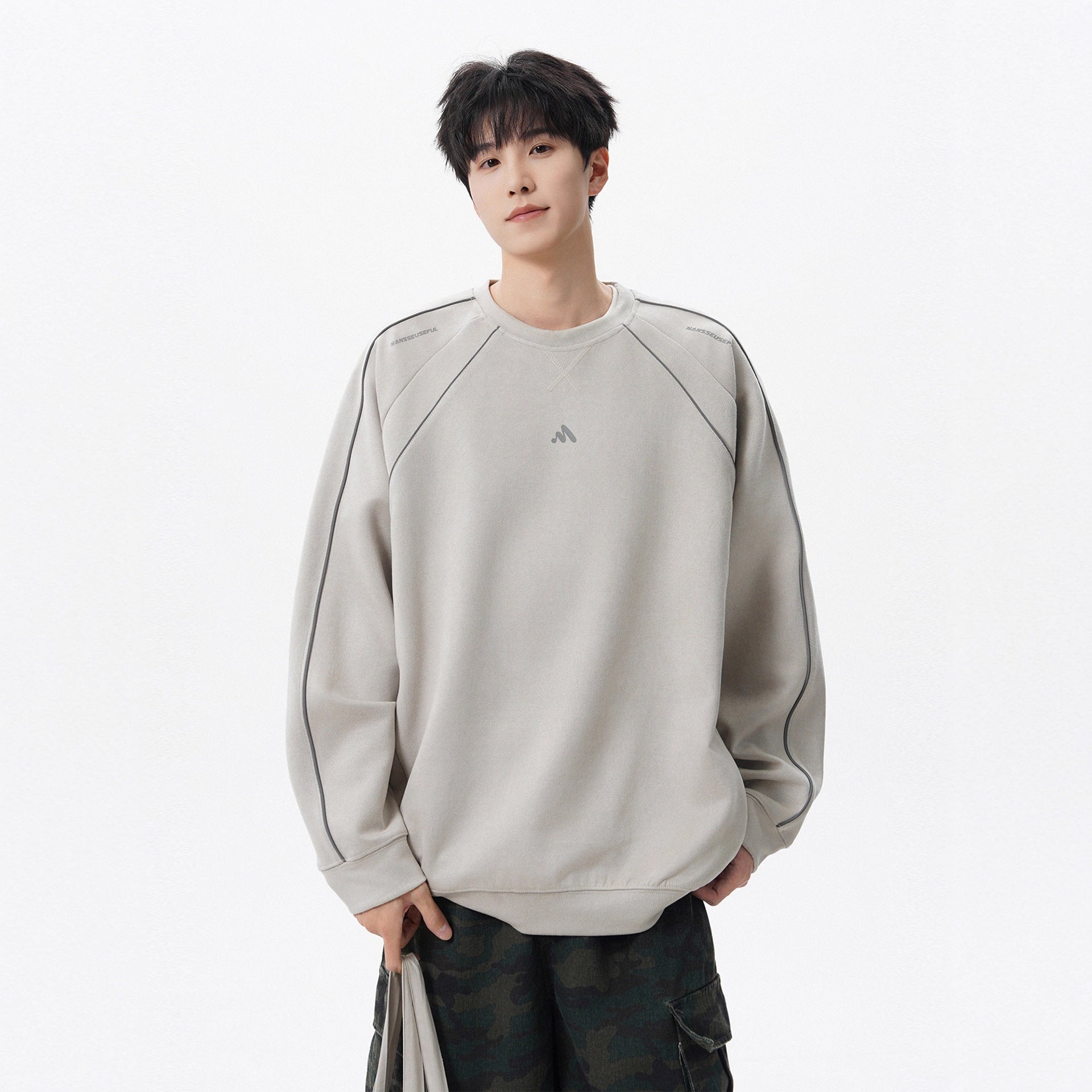 Image of Unisex suede-effect fleece crewneck sweatshirt