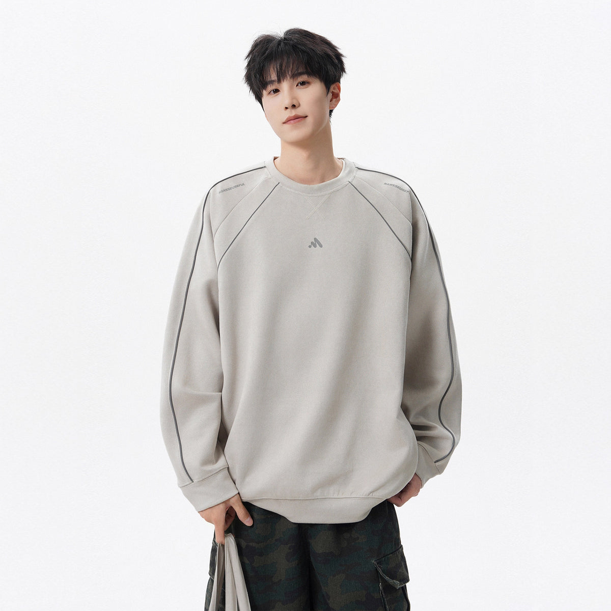 Unisex suede-effect fleece crewneck sweatshirt