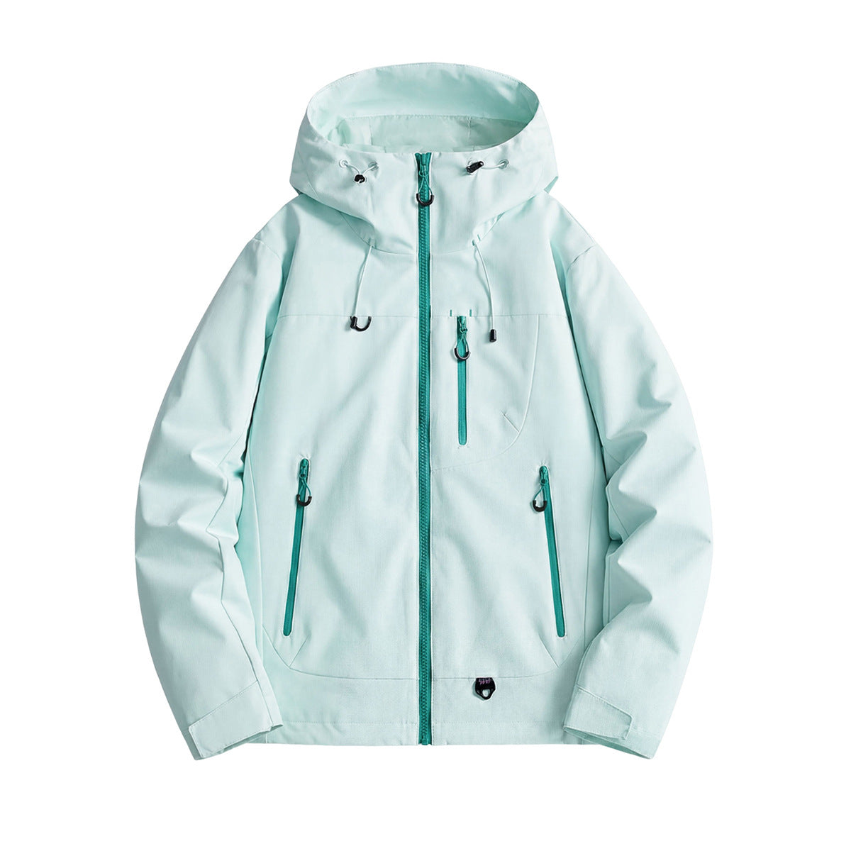 Unisex hooded polyester outdoor zip-up jacket