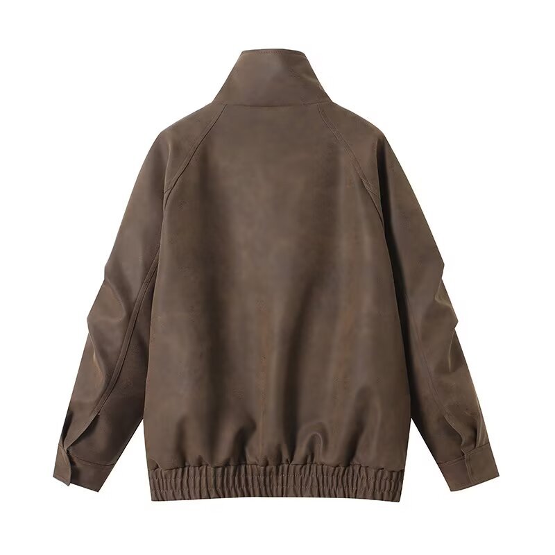 Image of Chaqueta de mujer con cremallera en poliéster color café