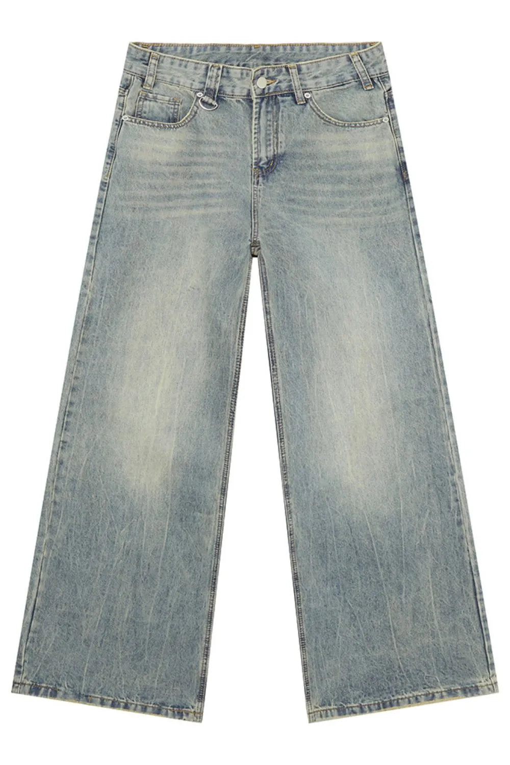 Jeans de pierna ancha con bolsillos de algodón medio