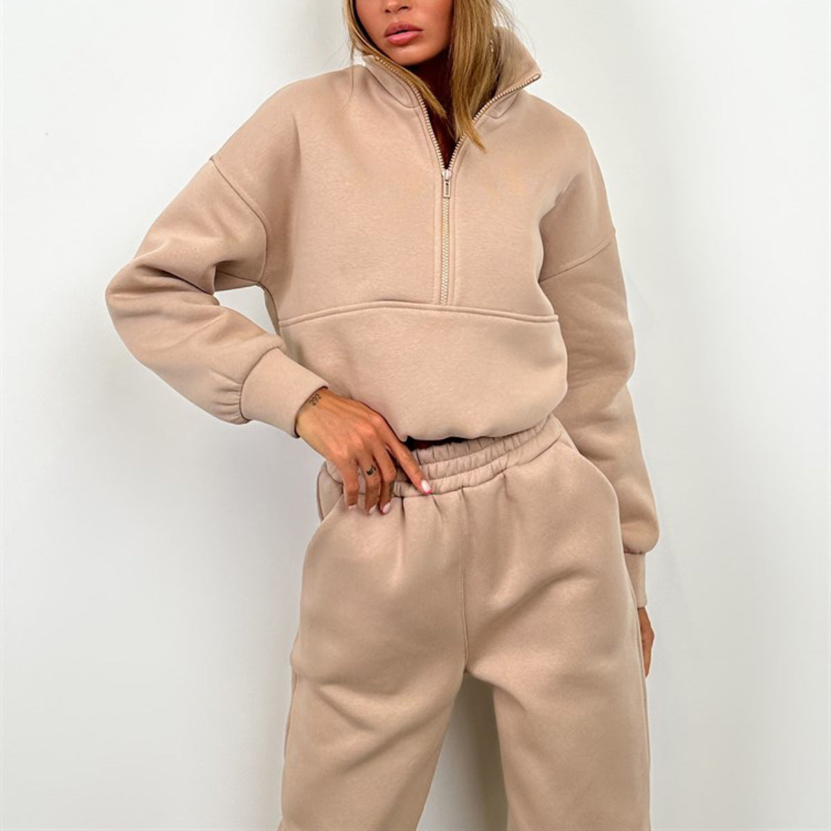 Image of Zeratta Women's cotton blend round neck top and pants set