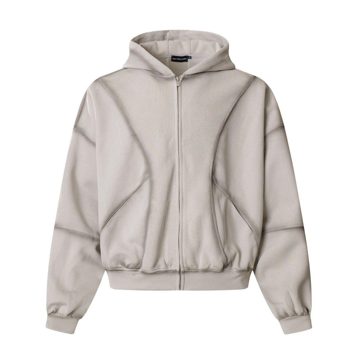Sudadera con capucha y cremallera de algodón con estampado geométrico lavado para hombre