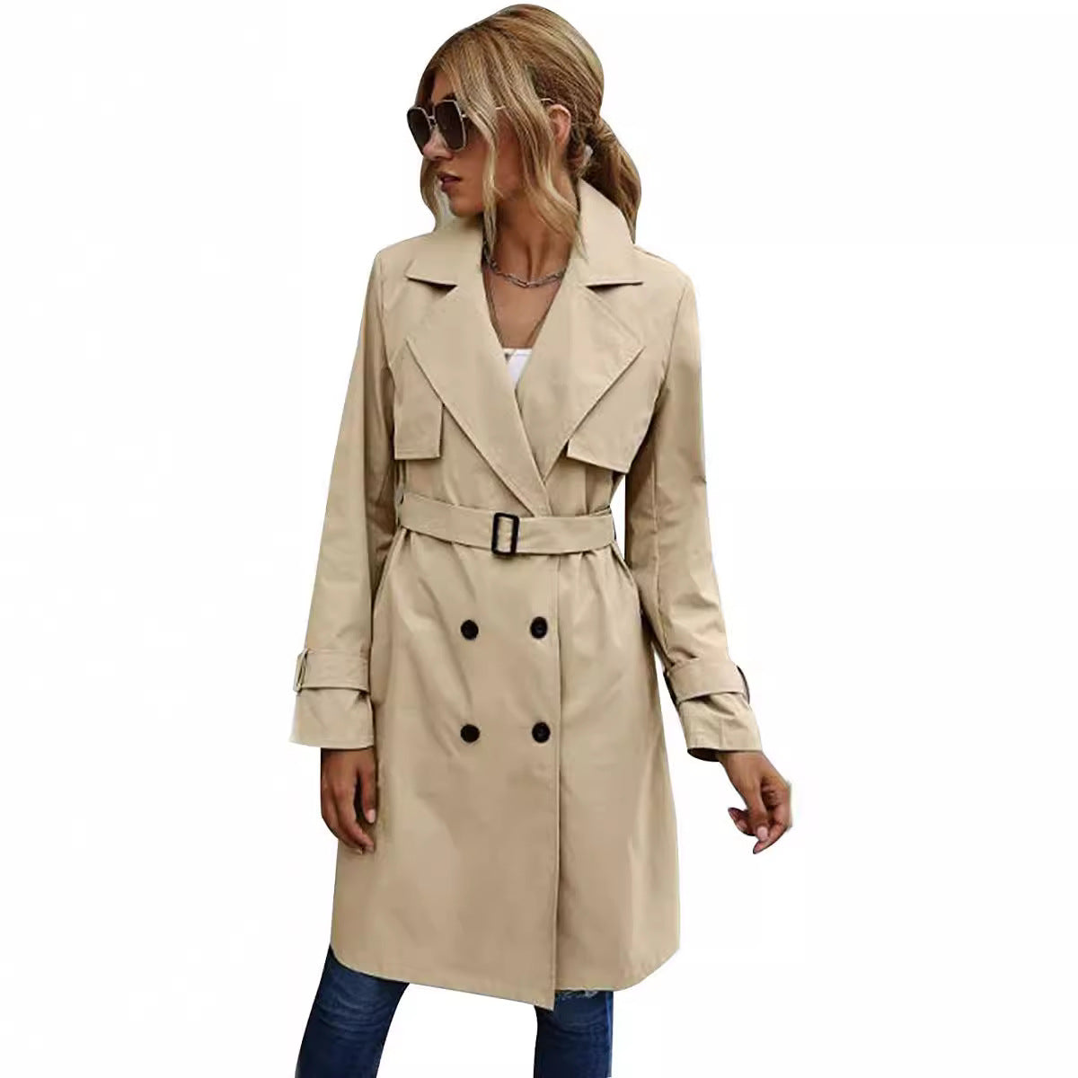 Image of Zeratta Women's lightweight double-breasted trench coat