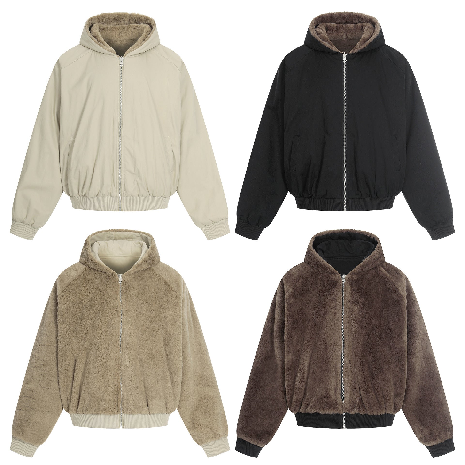 Image of Chaqueta con capucha y cremallera de corte holgado para hombre