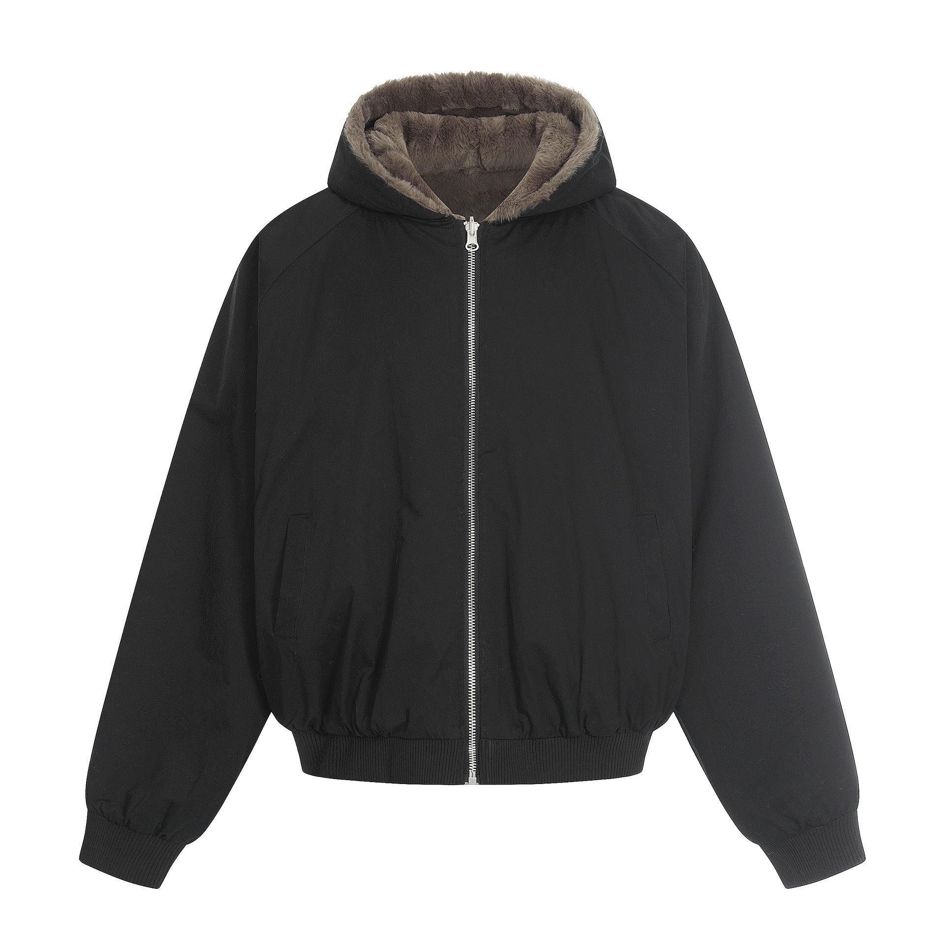 Image of Chaqueta con capucha y cremallera de corte holgado para hombre