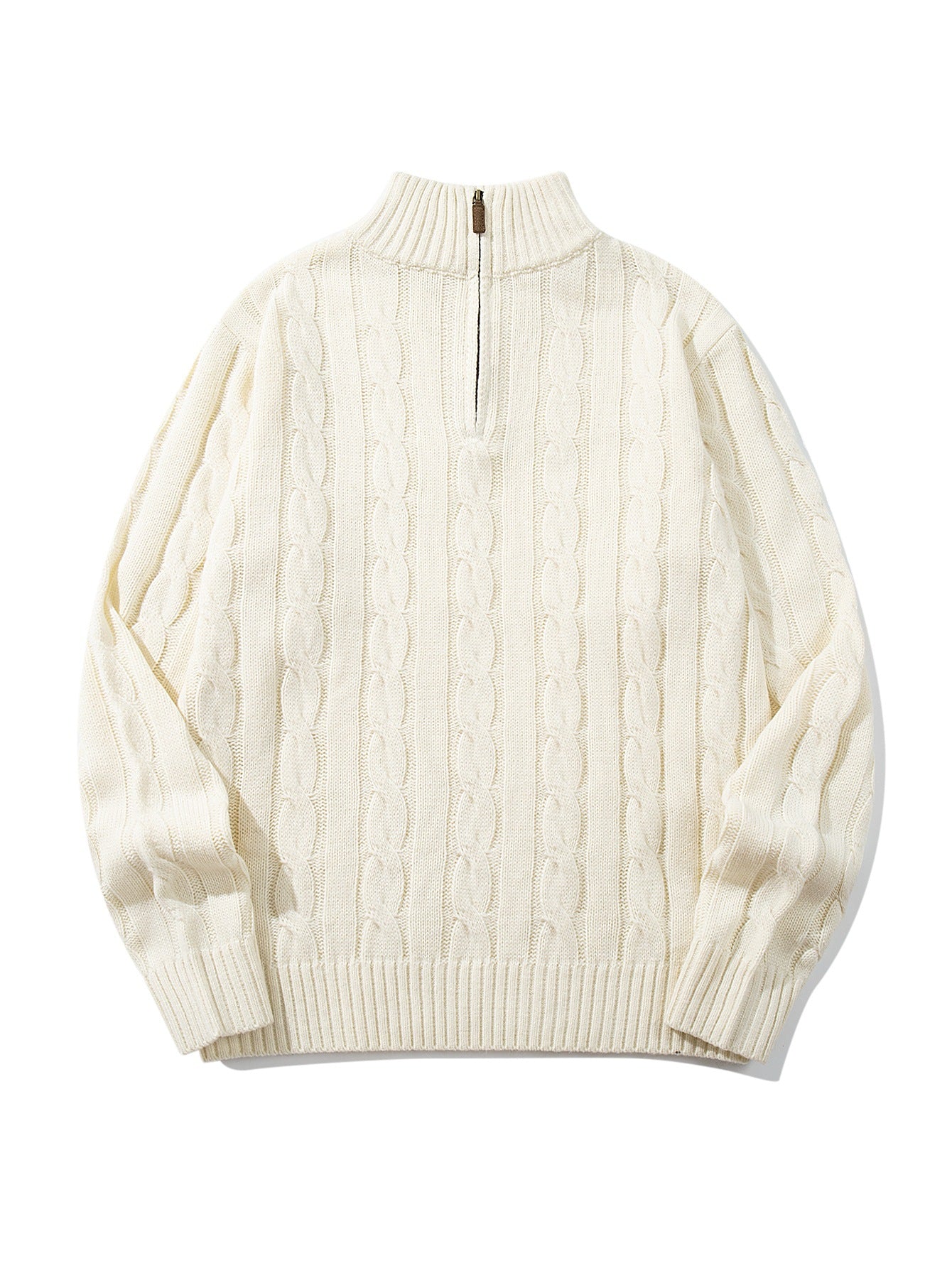 Image of Cable knit half-zip high neck pullover sweater