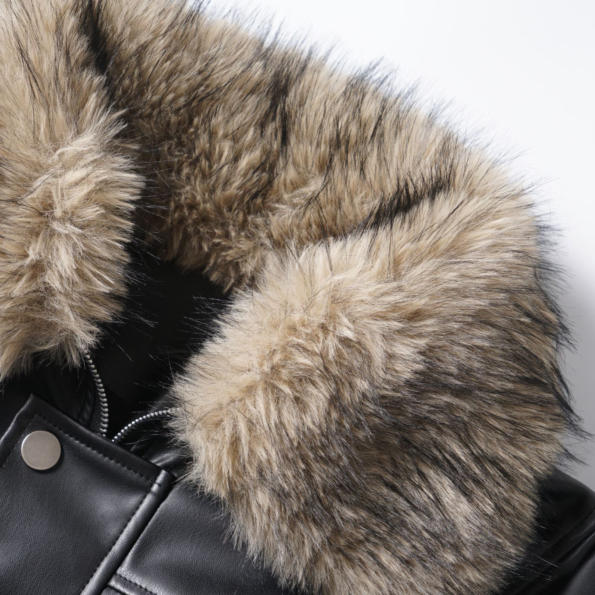 Image of Women's black zip-up faux leather jacket