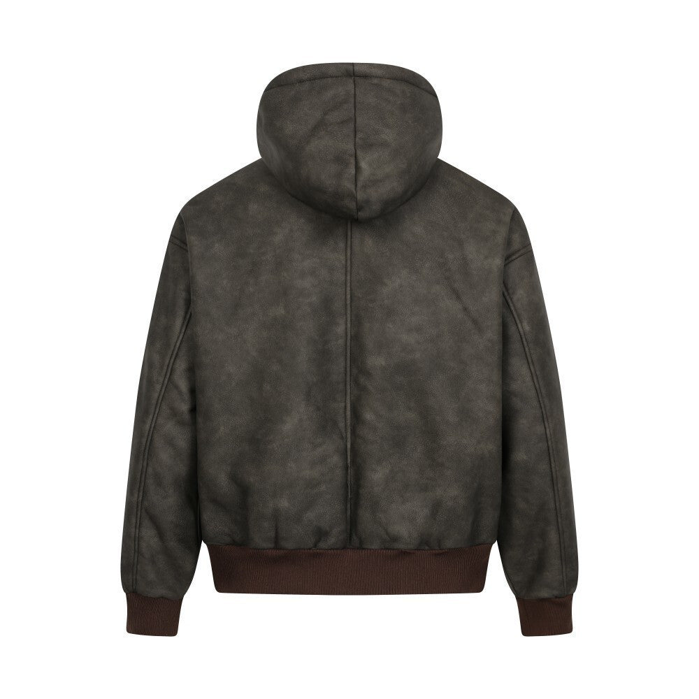 Image of Men's Brown Hooded Zip-Up Jacket