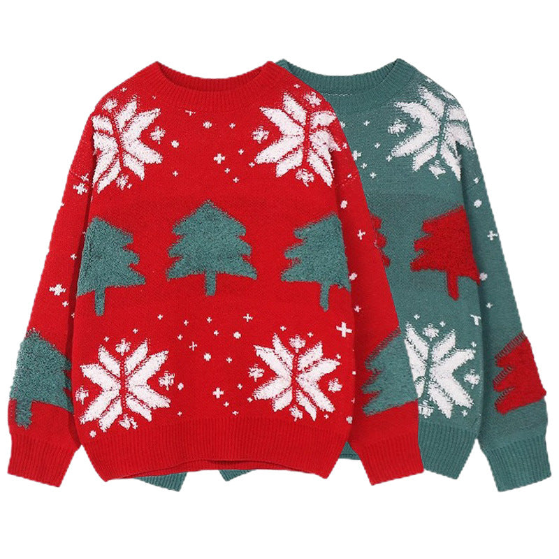 Snowflake and Christmas tree pullover sweater