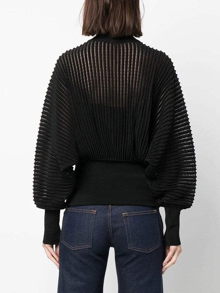 Image of Women's lantern sleeve loose fit turtleneck sweater