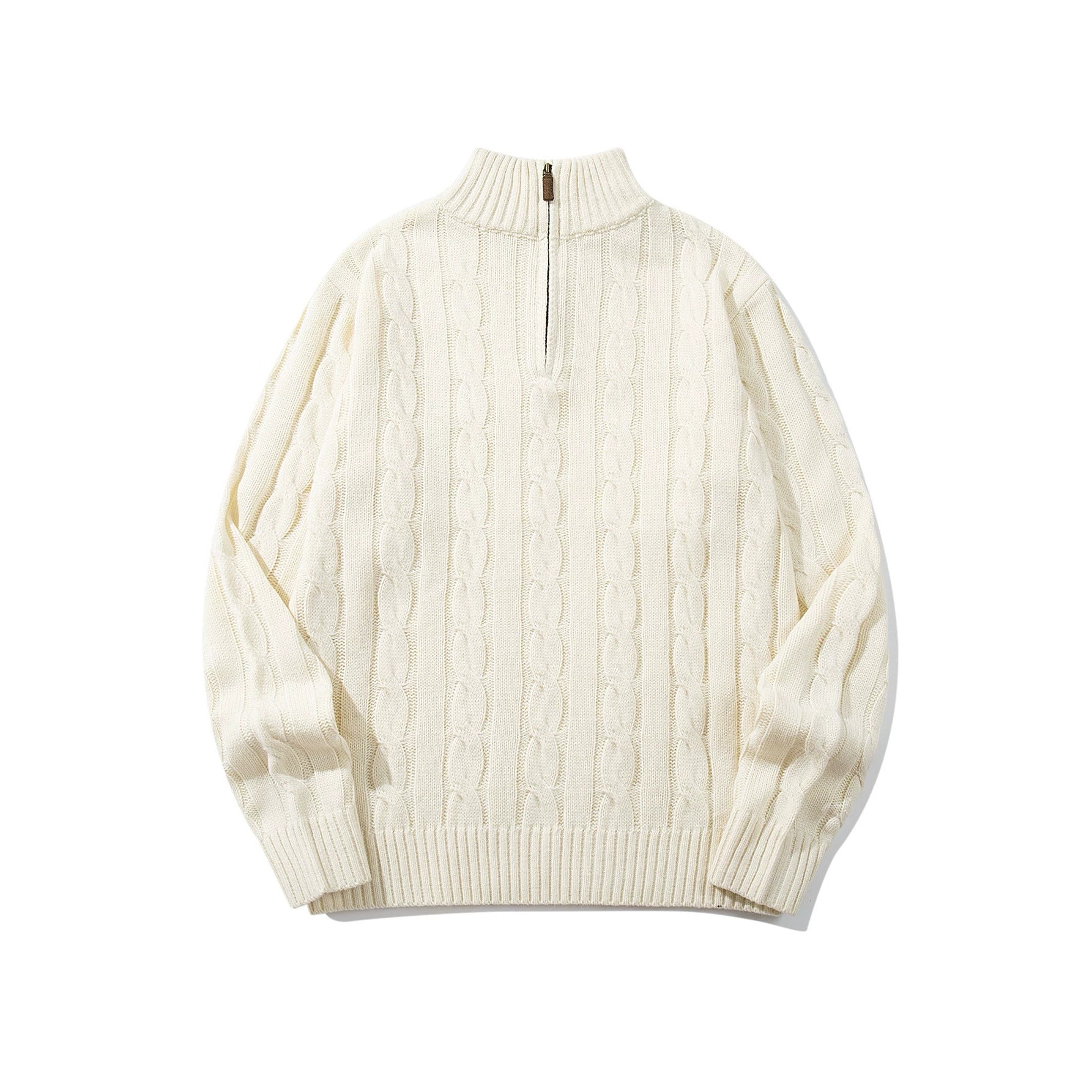 Image of Zeratta Cable knit half-zip high neck pullover sweater