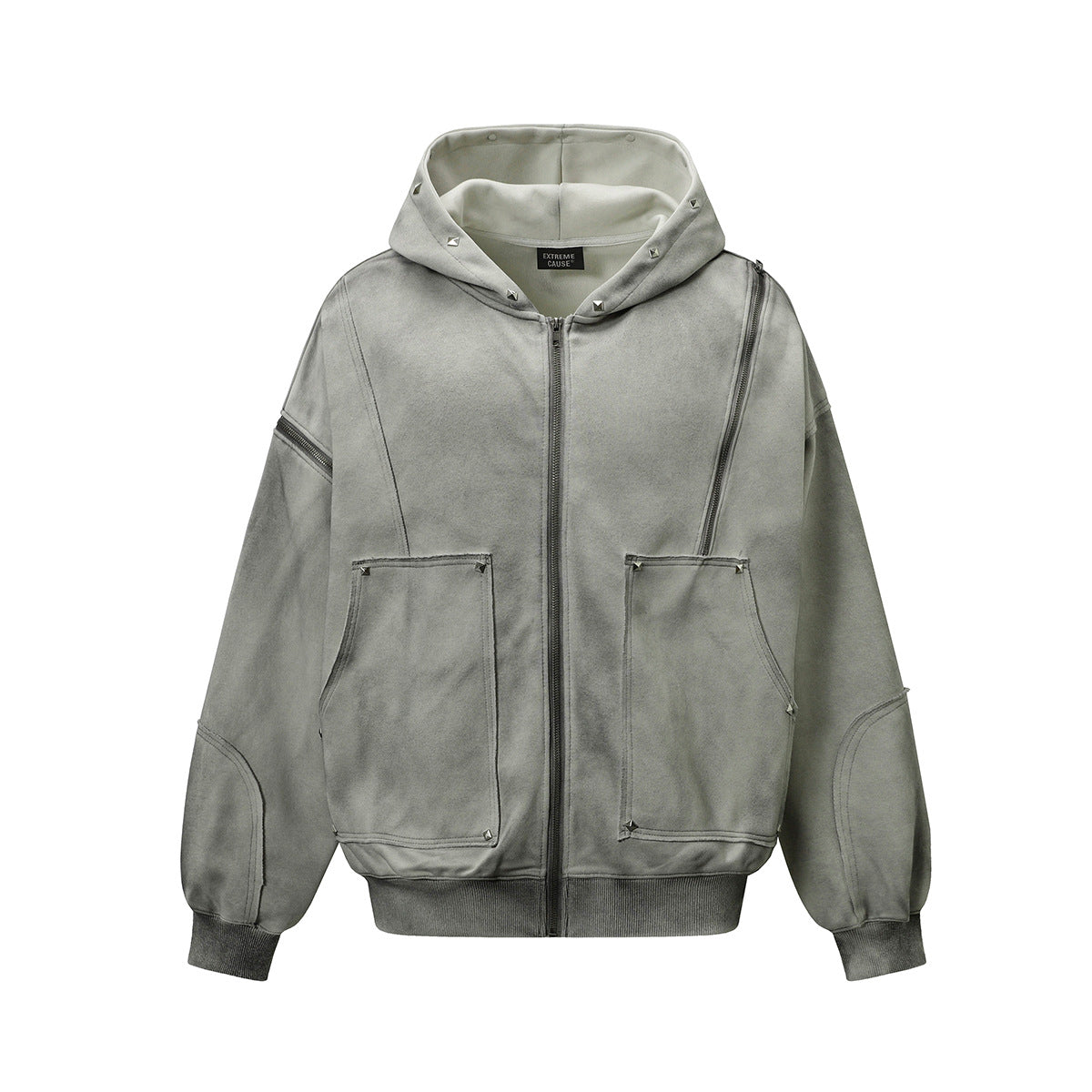 Image of Zeratta Loose fit cotton blend zip-up hoodie