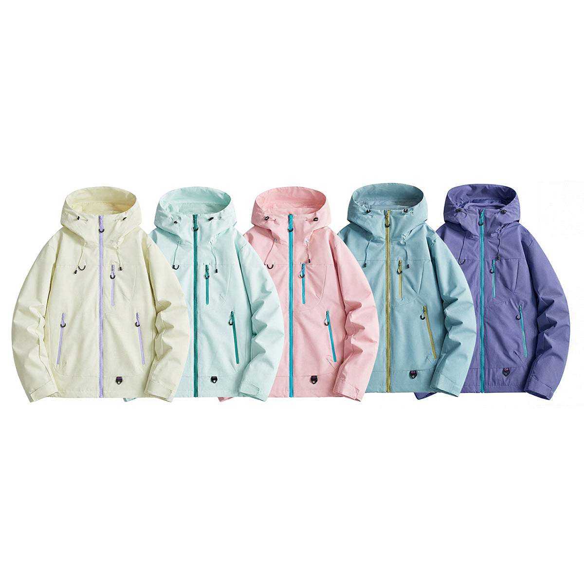 Chaqueta unisex con cremallera, capucha y tejido de poliéster para exteriores
