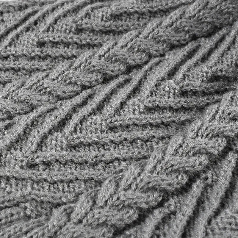 Image of Acrylic cable knit pom-pom beanie