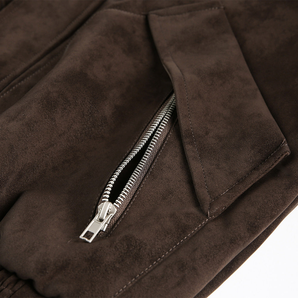 Image of Loose fit faux leather biker jacket