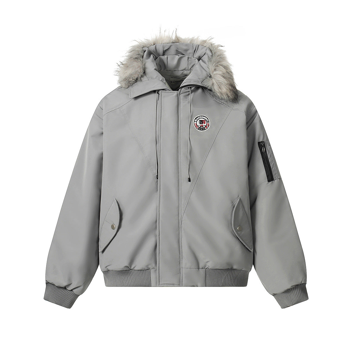 Zeratta Cotton padded zip-up jacket with fur collar