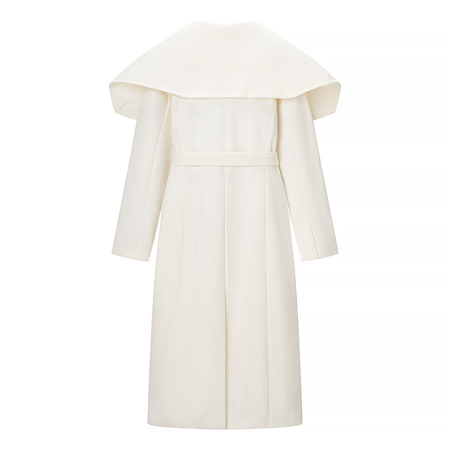 Image of Women's white single-button woven trench coat