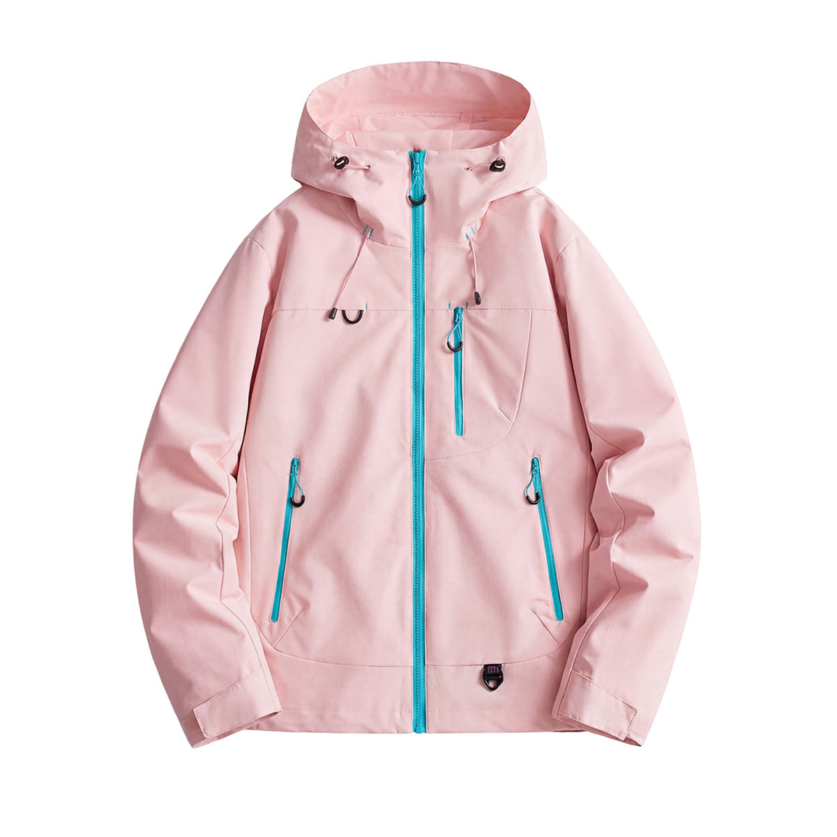 Unisex hooded polyester outdoor zip-up jacket