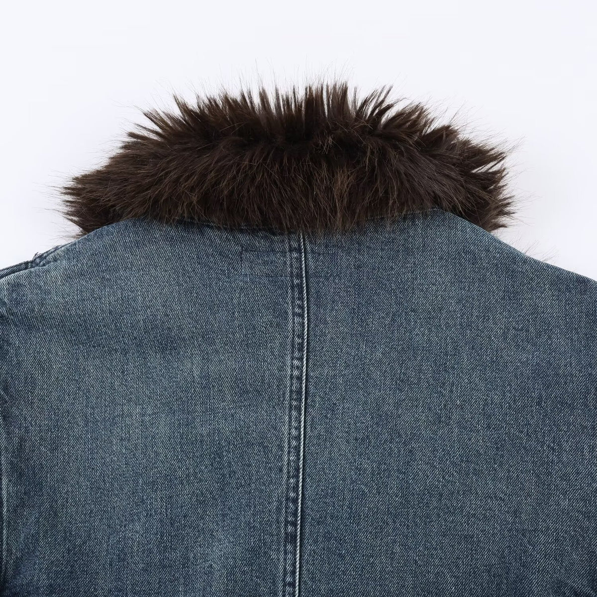 Women's blue denim zip-up flight jacket