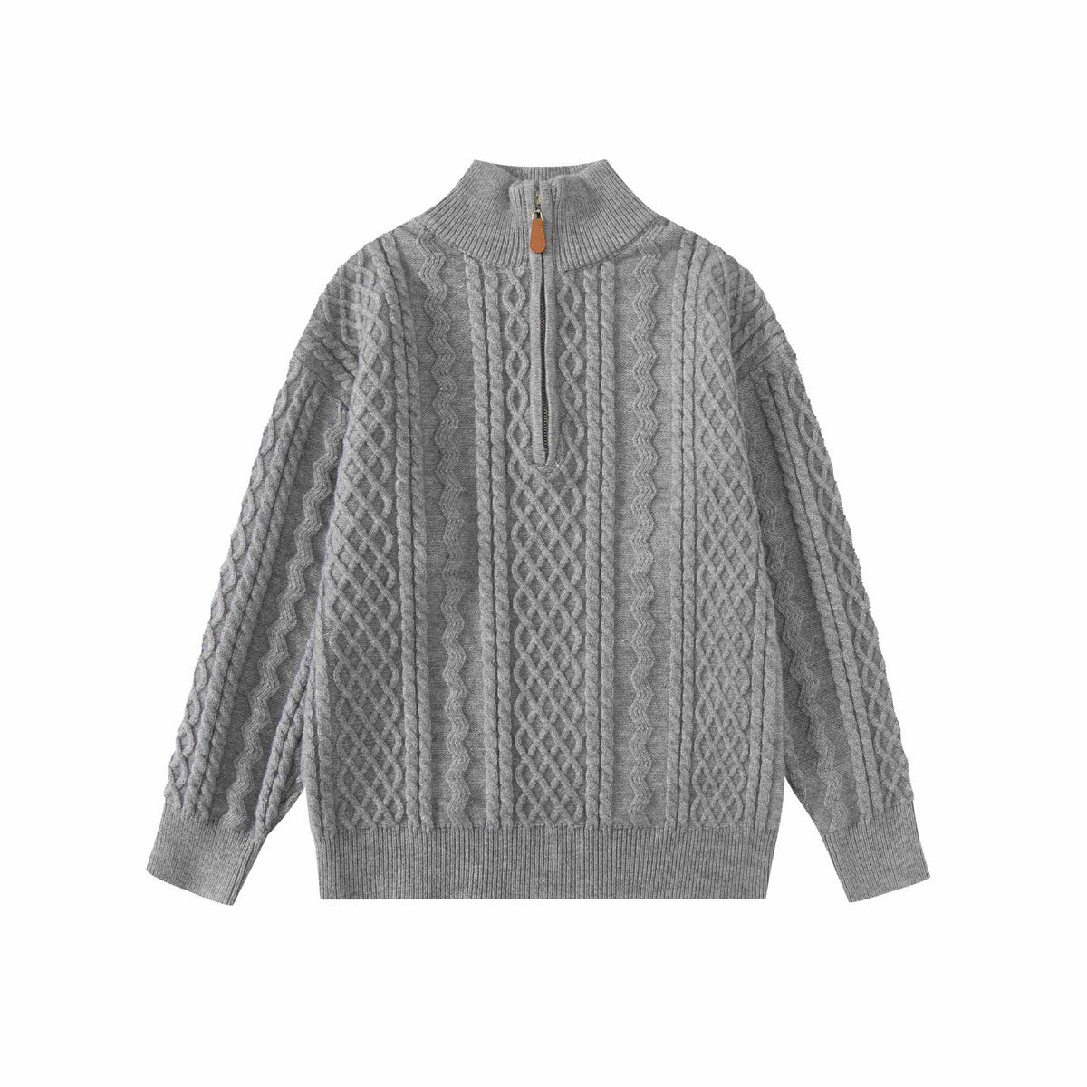 Men's loose fit cable knit crewneck sweater