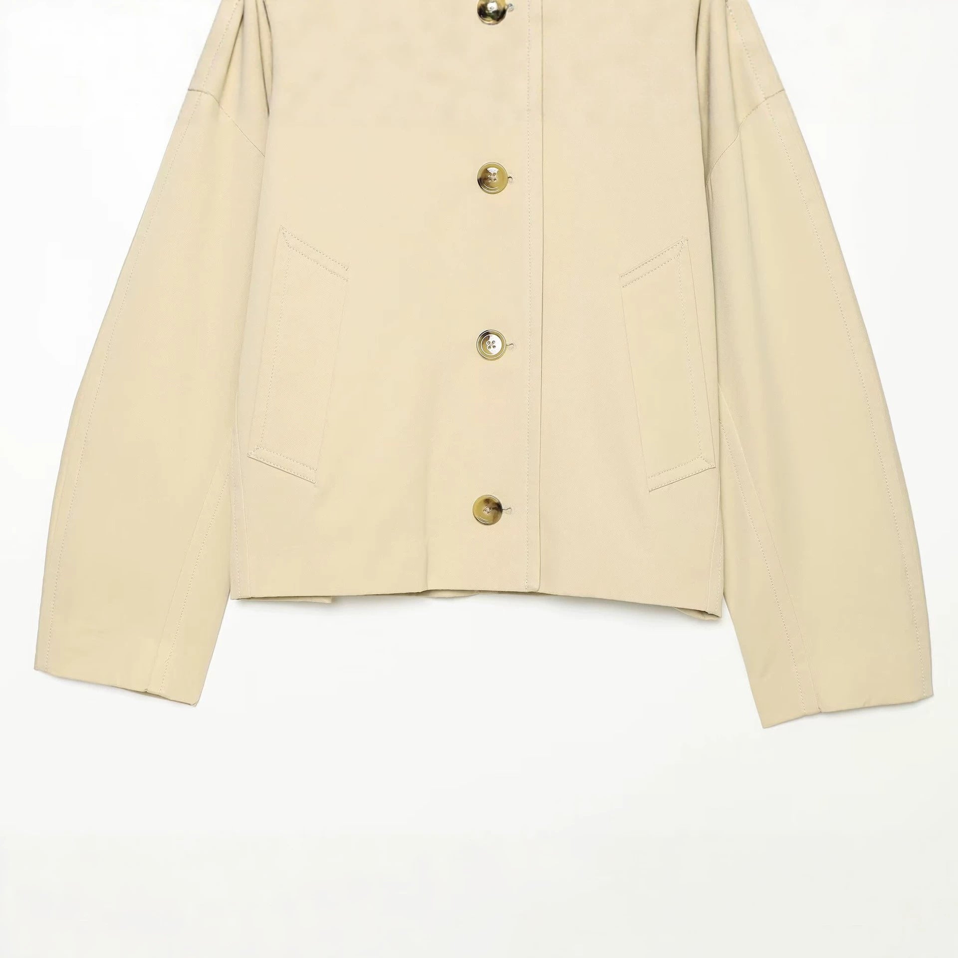 Image of Women's plaid-lined single-breasted trench coat