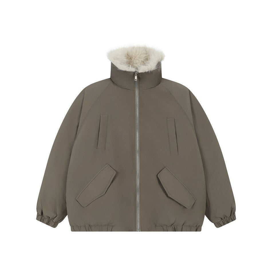 Unisex polyester-filled stand-collar puffer jacket