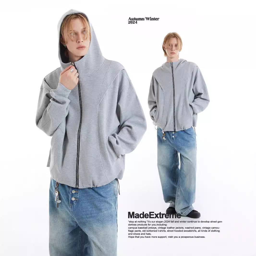 Image of Sudadera con cremallera y corte holgado minimalista para hombre