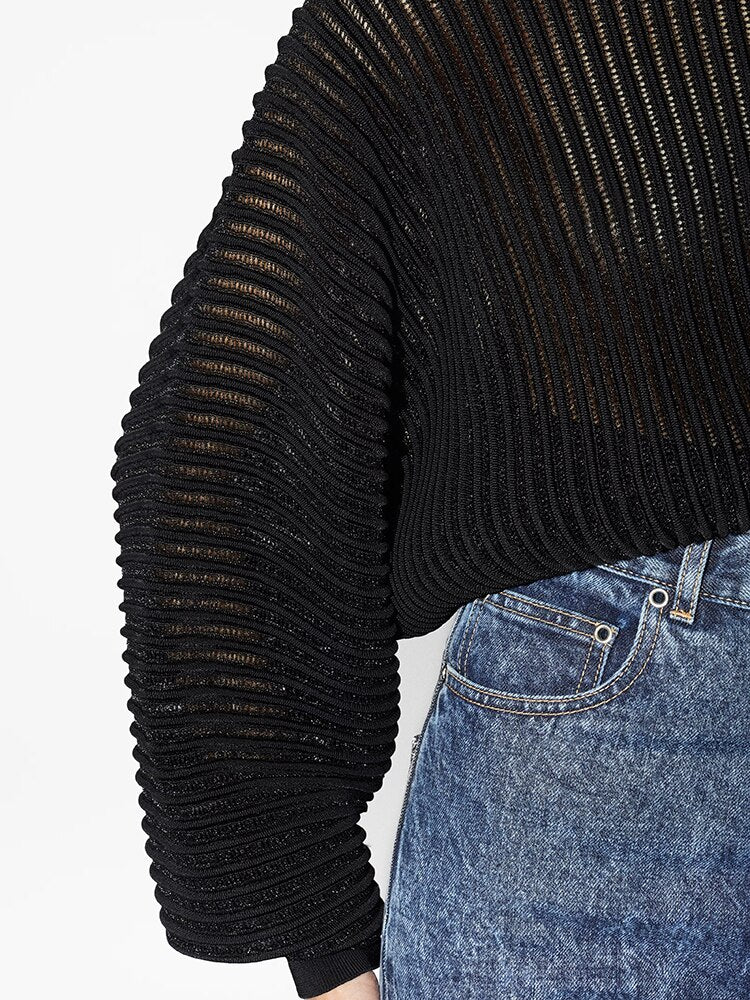 Image of Women's lantern sleeve loose fit turtleneck sweater