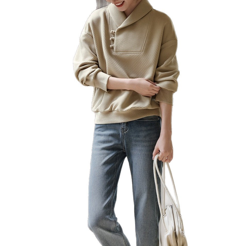 Image of Zeratta Women's textured loose fit collared sweatshirt