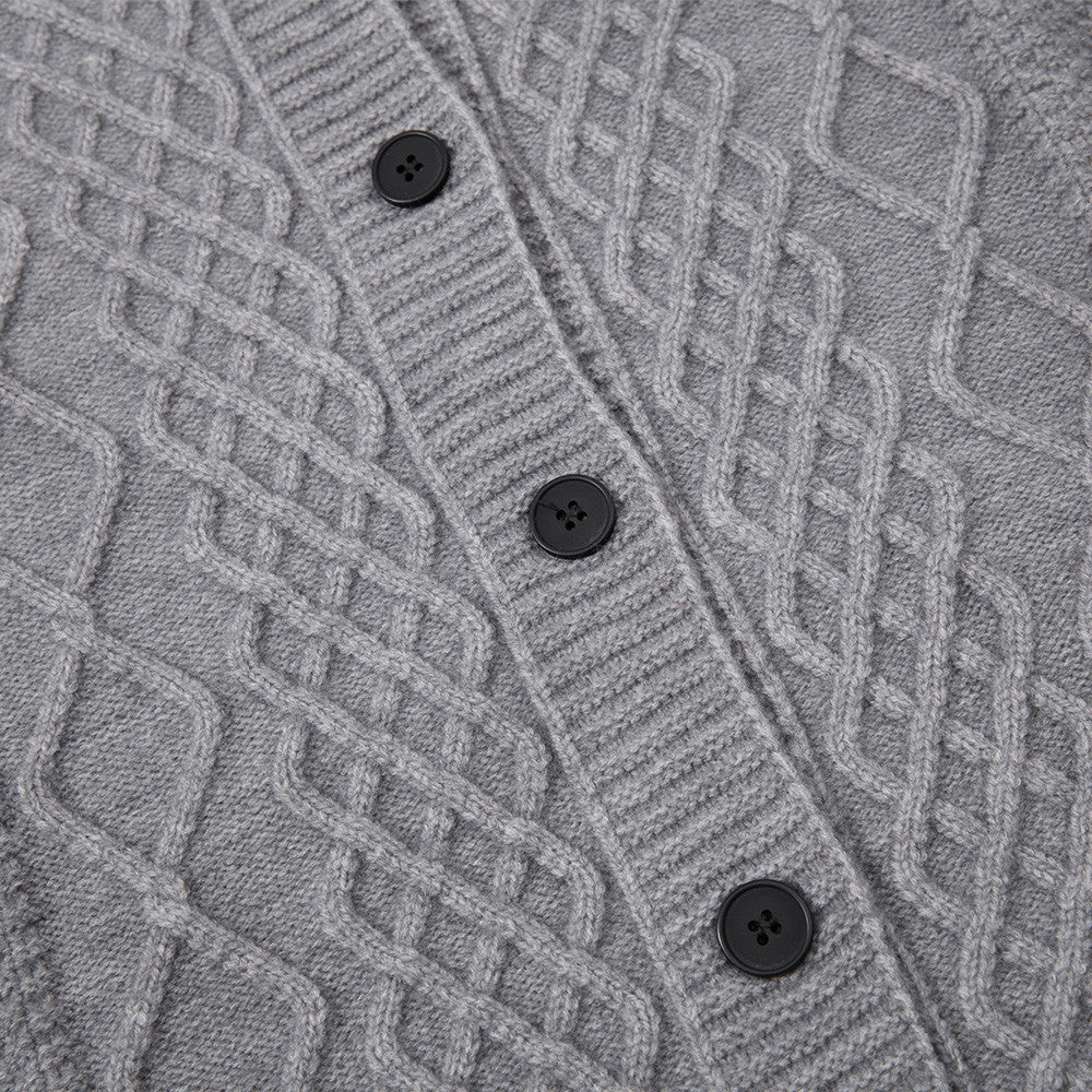Image of High neck button-front knit cardigan