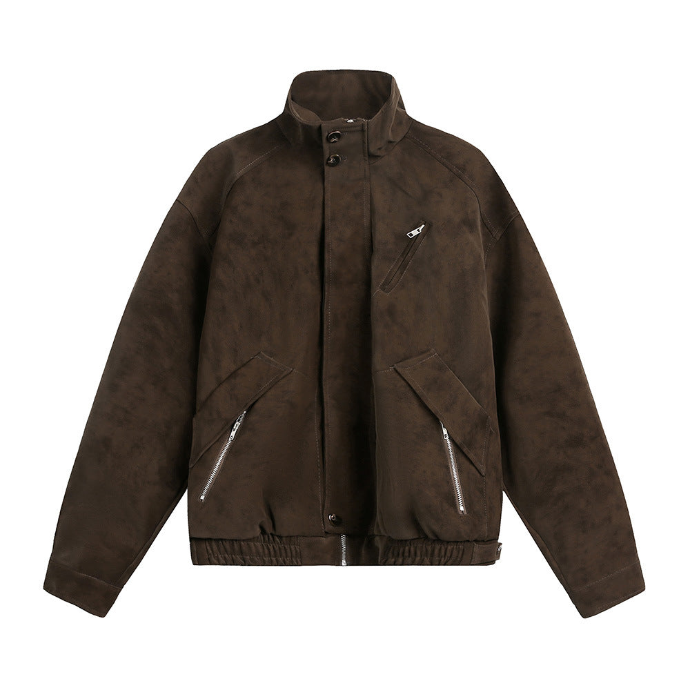Loose fit faux leather biker jacket