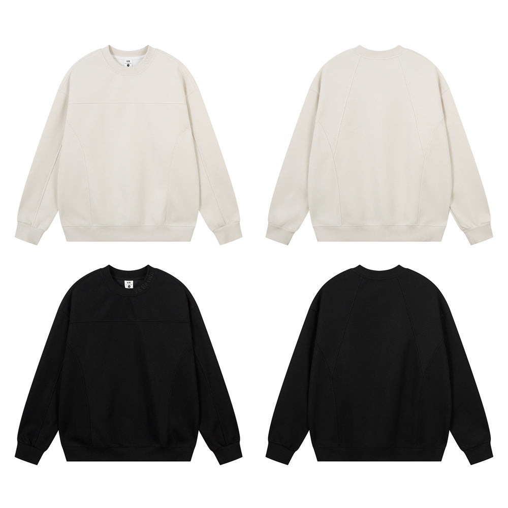 Image of Men's cotton patchwork crewneck sweatshirt