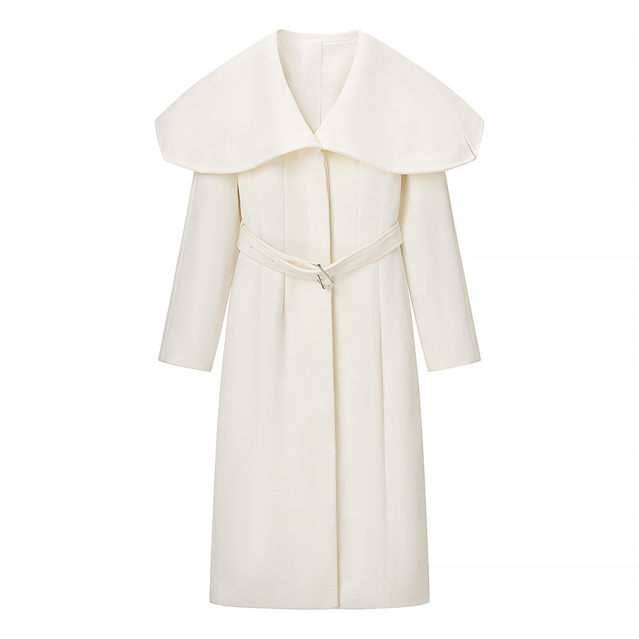Women's white single-button woven trench coat