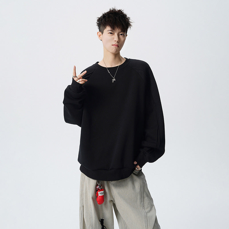 Sudadera de cuello redondo y manga larga de corte holgado para hombre