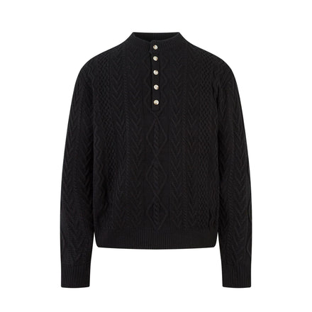 Men's topstitched loose knit crewneck sweater