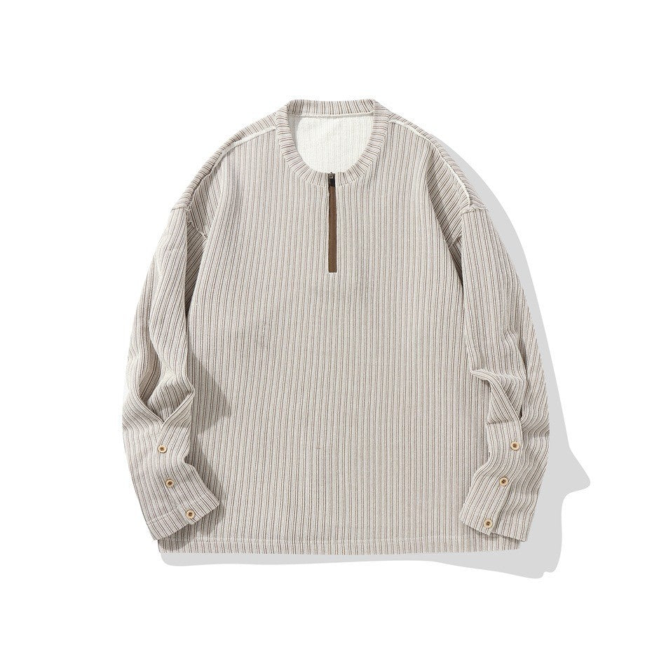 Zeratta Men's striped loose fit crewneck sweatshirt