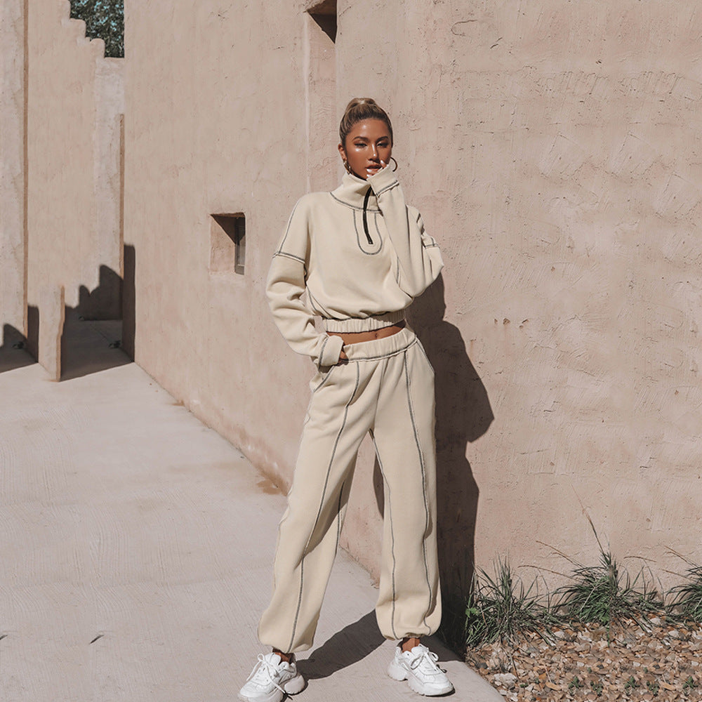 Women's casual sporty two-piece hoodie set
