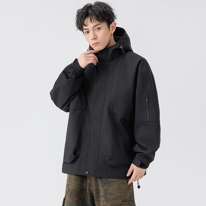 Image of Chaqueta con capucha y cremallera de corte holgado para hombre