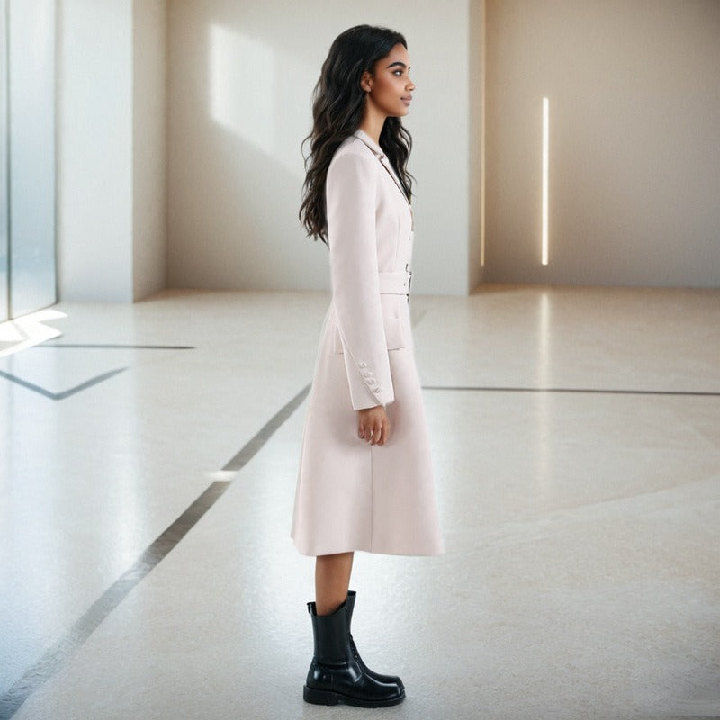 Image of Women's ivory single-breasted belted trench coat