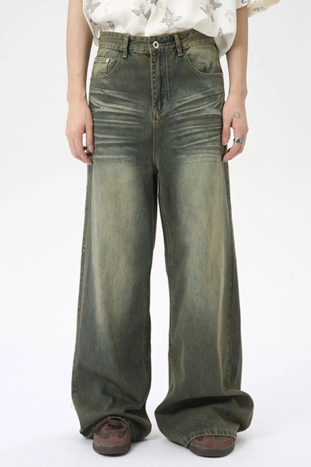 Jeans de pierna ancha multifibra oscuros