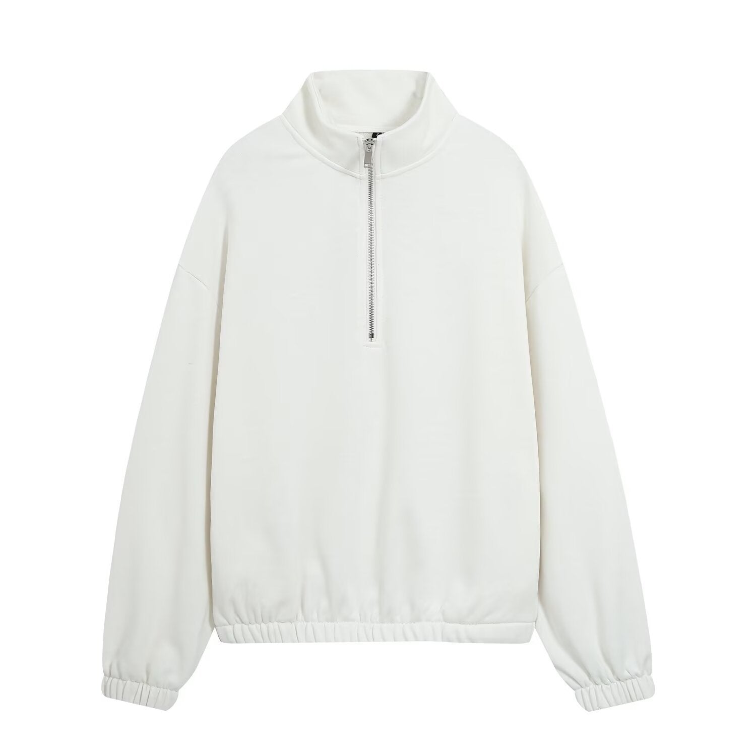 Image of Zeratta Solid color long sleeve zip-up sweatshirt