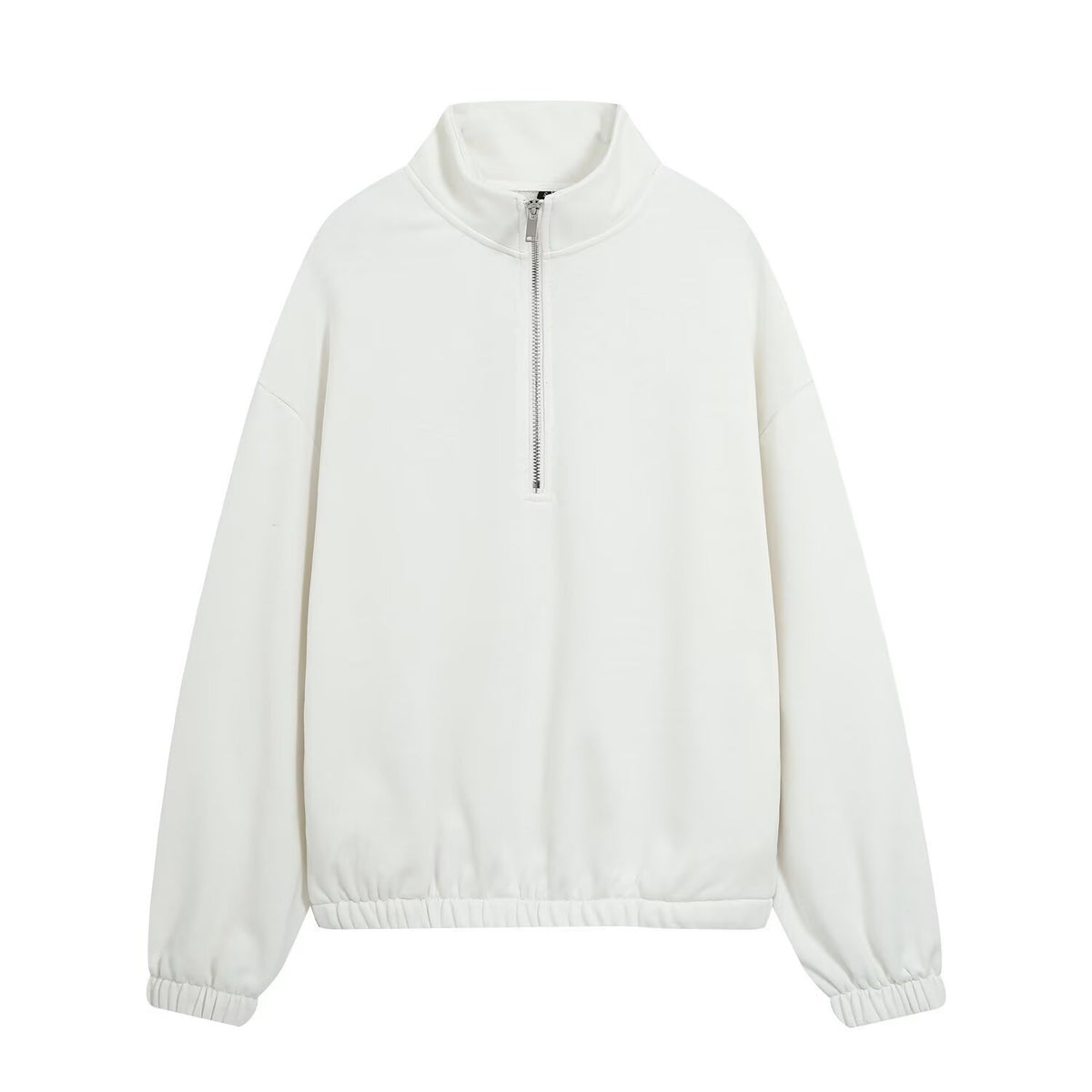 Solid color long sleeve zip-up sweatshirt