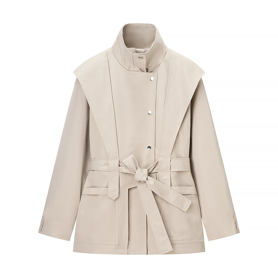 Zeratta Khaki motorcycle-style tie-front trench coat