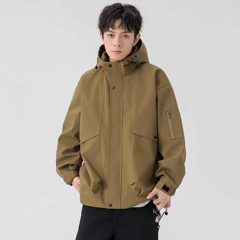 Image of Chaqueta con capucha y cremallera de corte holgado para hombre
