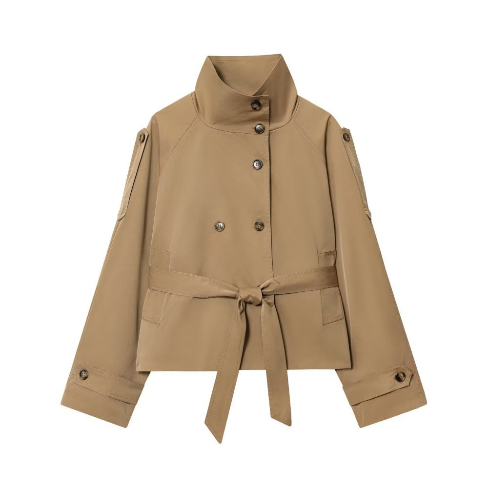Trench coat de mujer con cinturón y botones múltiples