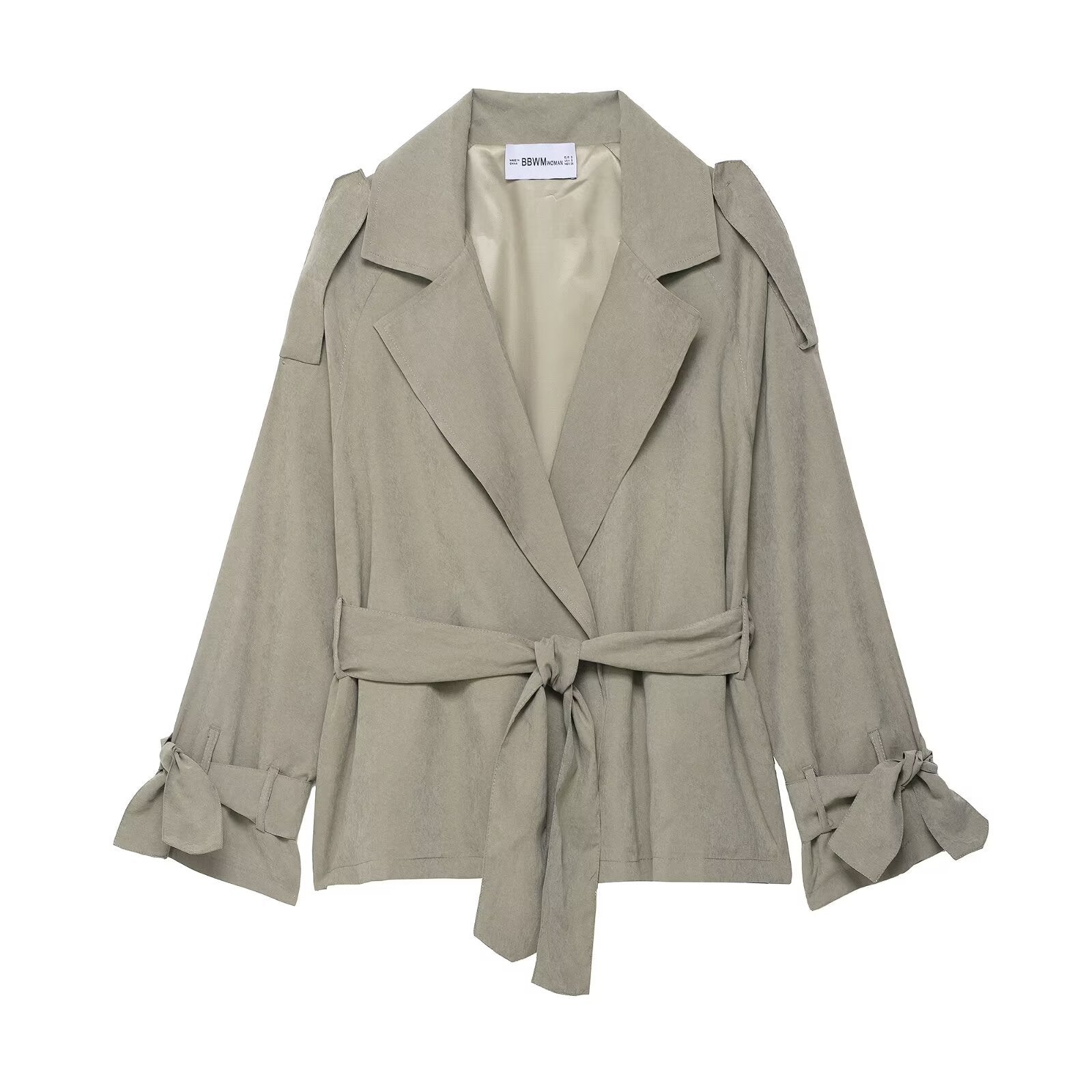 Image of Zeratta Women's khaki belted patchwork trench coat