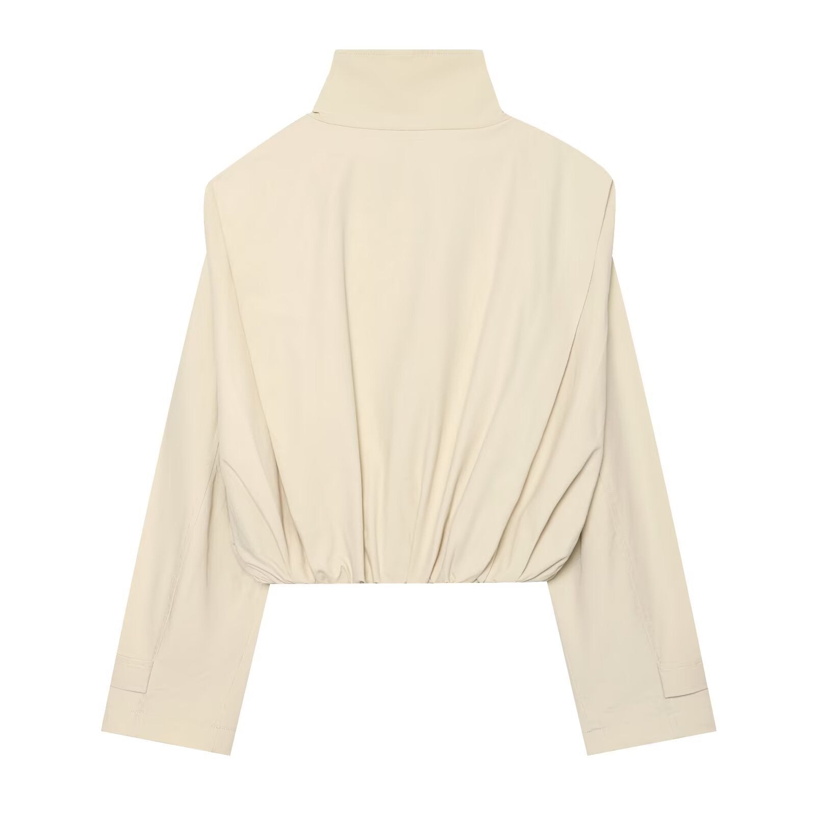 Image of Trench coat cruzado plisado beige para mujer